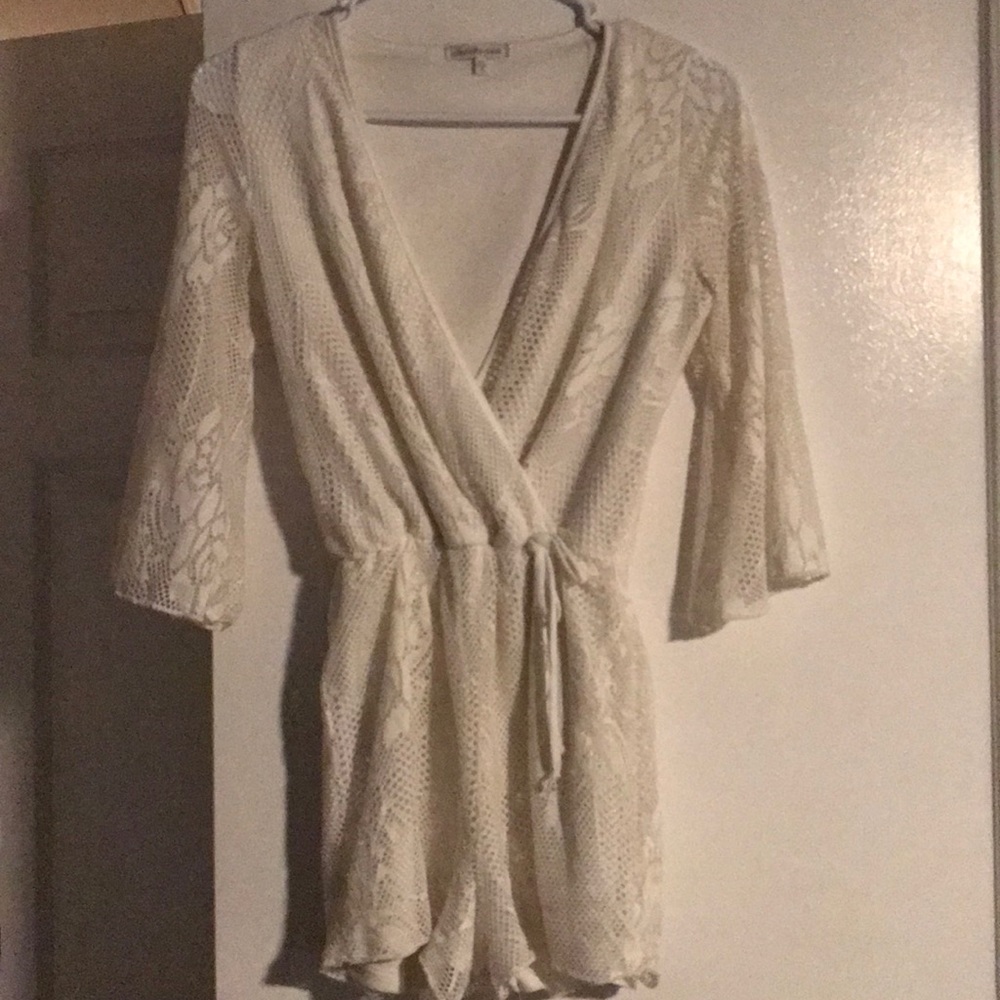 Lined crochet romper